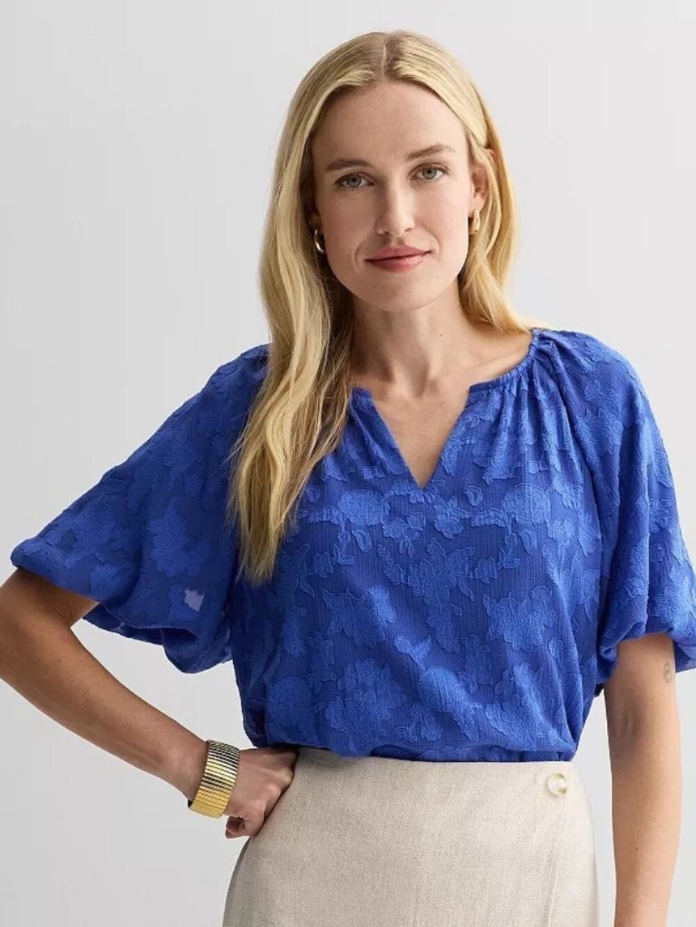 Women's Nine West Balloon Sleeve Pop Over Top